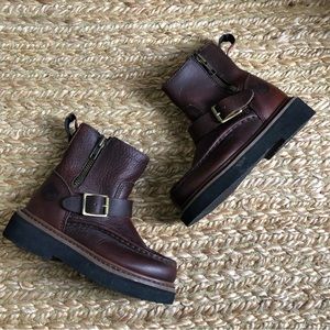 Kid's Georgia Boot Farm & Ranch Buckle Strap Leather Wellington Boots
